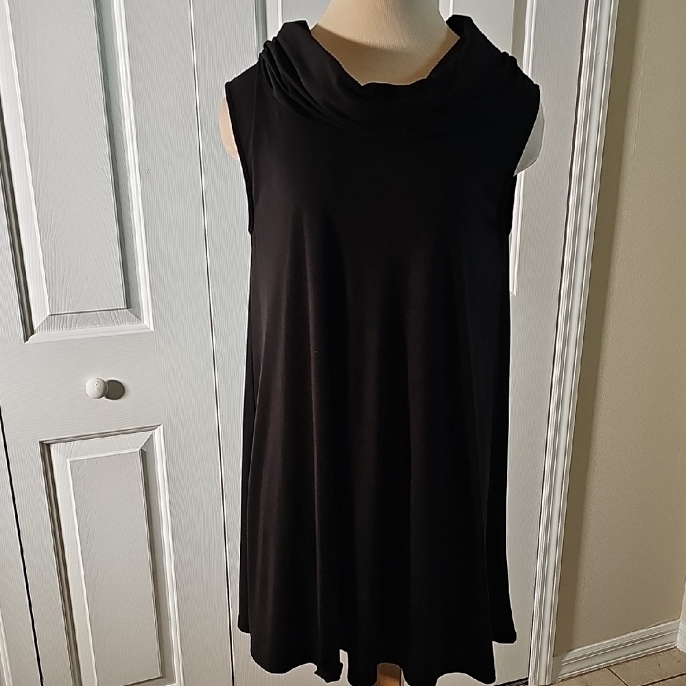 Poof! Black Knit Shif Dress With Cowl Neck. Size Large.